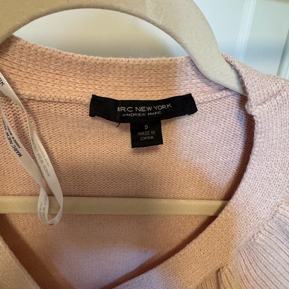 Andrew Marc Light Pink Ruffled Cardigan - Picture 2 of 2